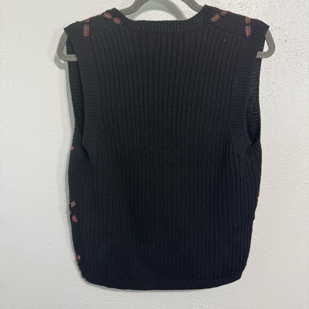 Pendleton Women's Black V-Neck Sweater Vest wool Christmas medium vintage - Picture 5 of 5